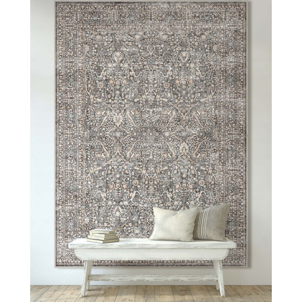 Well Woven Asha Isolde Vintage Oriental Botanical Gray Area Rug